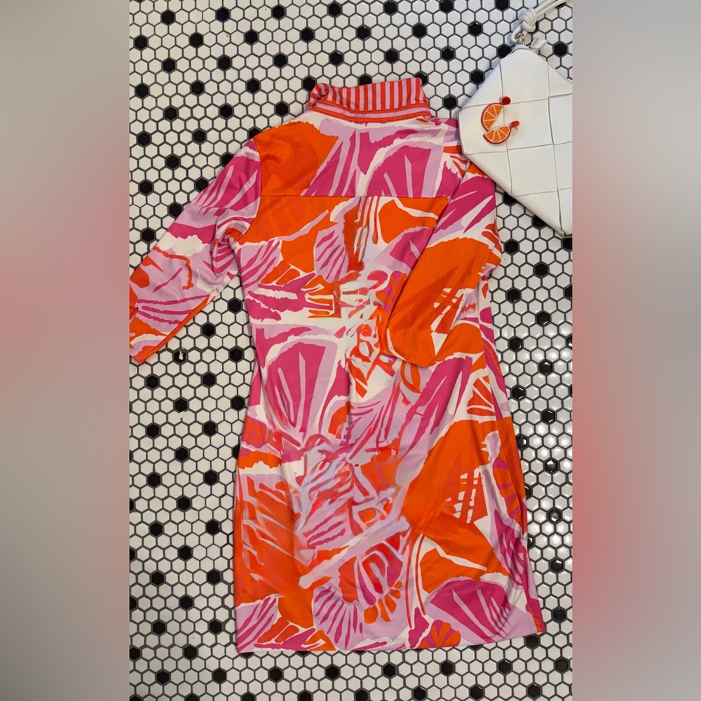 Gretchen Scott Everywhere Dress in Pink Frond Frenzy Floral Tropical Dress Sz M - Picture 11 of 16